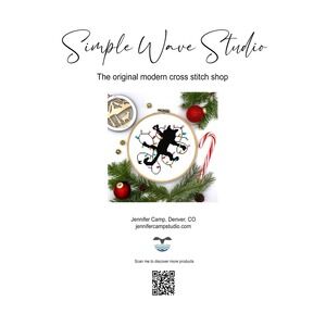 Christmas Black Cat Hanging Lights Humor Counted Cross Stitch‎ Pattern Kit